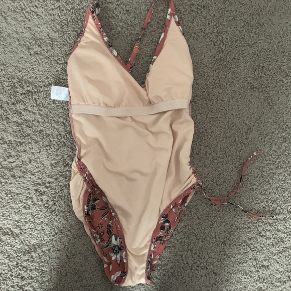 Kona Sol Mauve Floral Swimsuit - Picture 8 of 11